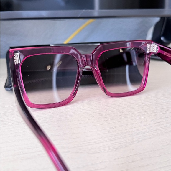 NEW🚨Celine Bold 3 Dots 55MM Oversized Square Sunglasses Shiny Violet/Gradient - Picture 12 of 16